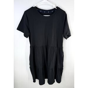 Gap Women’s Short Sleeve Tiered Dress Cotton Medium New Pockets Beach Classic